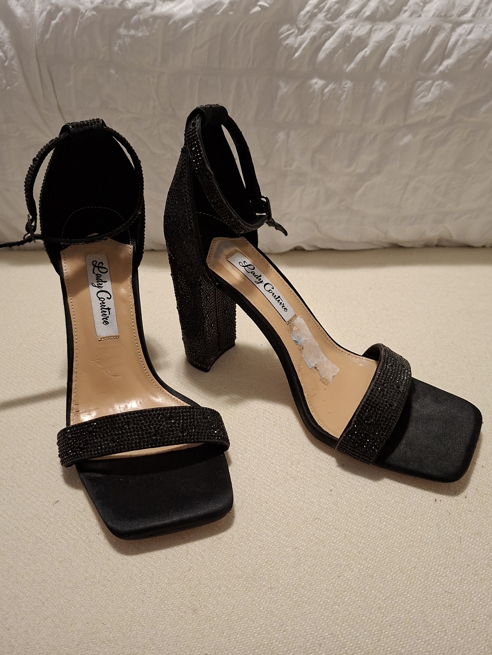 Lady Couture Dalia Rhinestone Embellished Block Heel Sandals,  Size 9